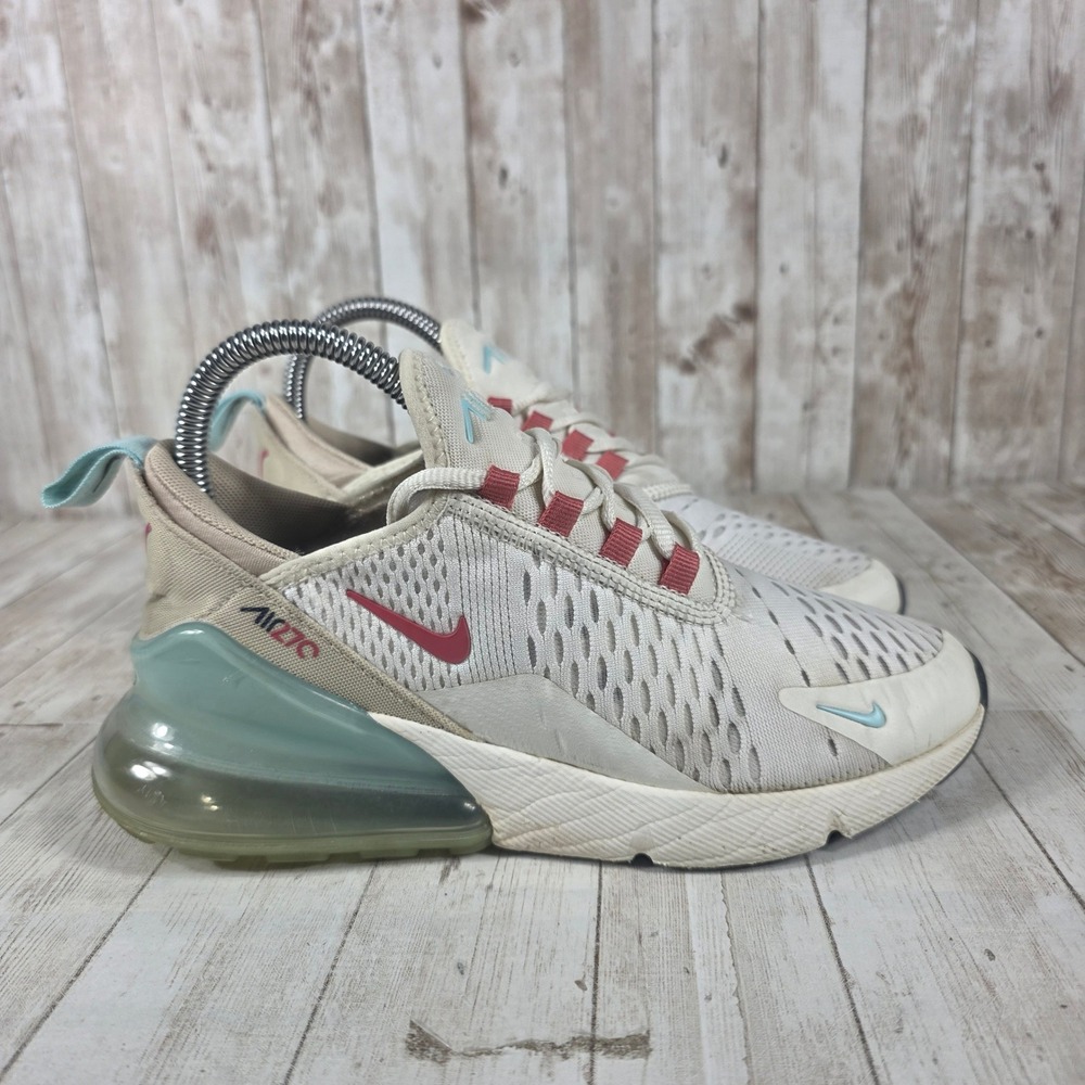 Nike Air Max 270 Women's White Red Teal Casual Athletic Shoes Size 6